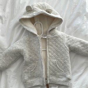 Hooded fleece lined quilter zip up